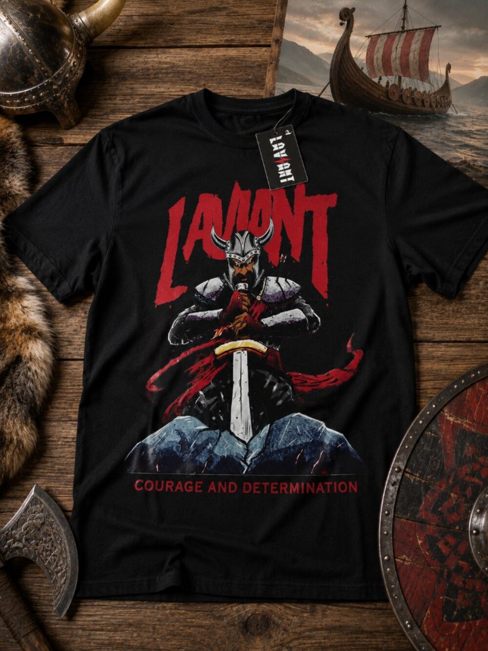 Iaviant Viking Warrior Graphic T-Shirt – Courage & Determination – Men's